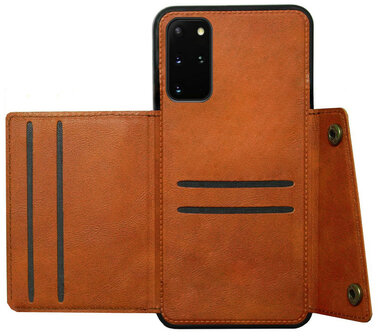 ADEL Kunstleren Back Cover Pasjeshouder Hoesje voor Samsung Galaxy S20 Plus - Bruin