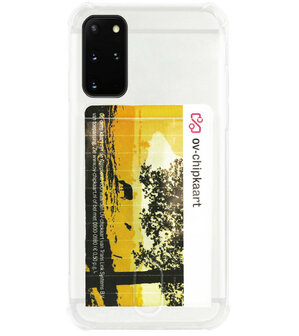 ADEL Siliconen Back Cover Softcase Hoesje voor Samsung Galaxy S20 Plus - Pasjeshouder Doorzichtig