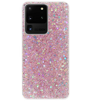 ADEL Premium Siliconen Back Cover Softcase Hoesje voor Samsung Galaxy S20 Ultra - Bling Bling Roze