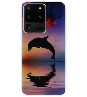 ADEL Kunststof Back Cover Hardcase Hoesje voor Samsung Galaxy S20 Ultra - Dolfijn Blauw