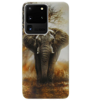 ADEL Siliconen Back Cover Softcase Hoesje voor Samsung Galaxy S20 Ultra - Olifanten
