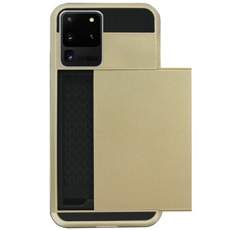 ADEL Kunststof Back Cover Hardcase Hoesje voor Samsung Galaxy S20 Ultra - Pasjeshouder Goud