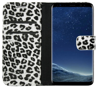 ADEL Kunstleren Book Case Pasjes Portemonnee Hoesje voor Samsung Galaxy S20 - Luipaard Wit