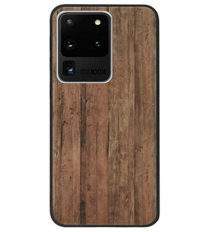 ADEL Siliconen Back Cover Softcase Hoesje voor Samsung Galaxy S20 Ultra - Hout Design