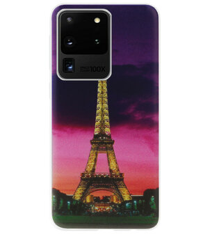 ADEL Siliconen Back Cover Softcase Hoesje voor Samsung Galaxy S20 Ultra - Parijs Eiffeltoren
