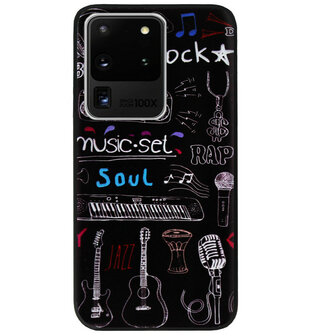 ADEL Siliconen Back Cover Softcase Hoesje voor Samsung Galaxy S20 Ultra - Muziek
