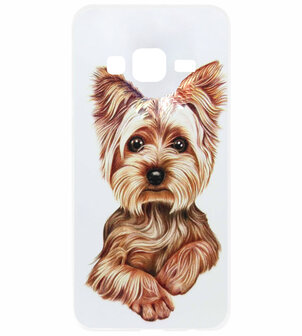 ADEL Siliconen Back Cover Softcase Hoesje voor Samsung Galaxy J3 (2015)/ J3 (2016) - Yorkshire Terrier Hond