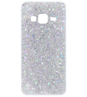 ADEL Premium Siliconen Back Cover Softcase Hoesje voor Samsung Galaxy J7 (2015) - Bling Bling Glitter Zilver