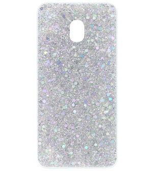 ADEL Premium Siliconen Back Cover Softcase Hoesje voor Samsung Galaxy J3 (2017) - Bling Bling Glitter Zilver