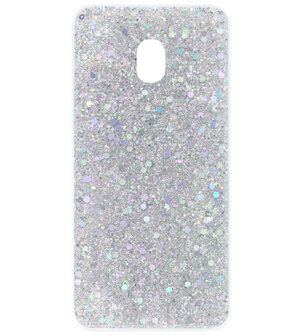 ADEL Premium Siliconen Back Cover Softcase Hoesje voor Samsung Galaxy J7 (2017) - Bling Bling Glitter Zilver