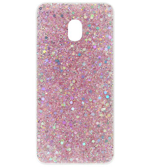 ADEL Premium Siliconen Back Cover Softcase Hoesje voor Samsung Galaxy J7 (2017) - Bling Bling Roze