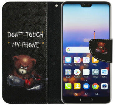 ADEL Kunstleren Book Case Pasjes Portemonnee Hoesje voor Huawei P30 Lite - Don&#039;t Touch My Phone Beren