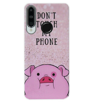 ADEL Siliconen Back Cover Softcase Hoesje voor Huawei P30 Lite - Biggetje Don&#039;t Touch My Phone