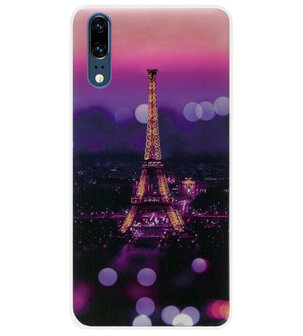 ADEL Siliconen Back Cover Softcase Hoesje voor Huawei P20 - Parijs Eiffeltoren