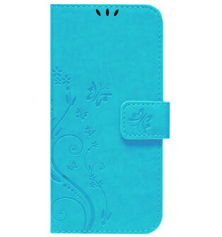 ADEL Kunstleren Book Case Pasjes Portemonnee Hoesje voor Samsung Galaxy A41 - Vlinder Blauw
