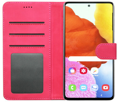 LC.IMEEKE Kunstleren Book Case Portemonnee Pasjes Hoesje voor Samsung Galaxy A41 - Roze