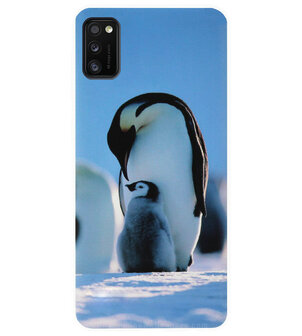 ADEL Siliconen Back Cover Softcase Hoesje voor Samsung Galaxy A41 - Pinguin Blauw