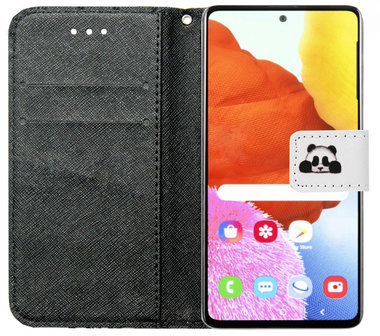 ADEL Kunstleren Book Case Pasjes Portemonnee Hoesje voor Samsung Galaxy A71 - Panda
