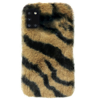 ADEL Siliconen Back Cover Softcase Hoesje voor Samsung Galaxy A31 - Luipaard Fluffy Bruin