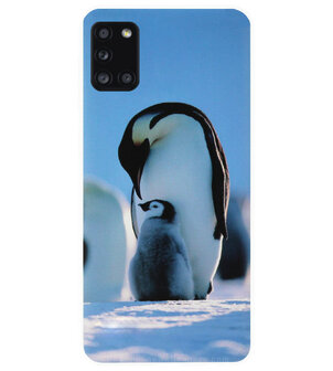 ADEL Siliconen Back Cover Softcase Hoesje voor Samsung Galaxy A31 - Pinguin Blauw