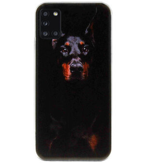 ADEL Siliconen Back Cover Softcase Hoesje voor Samsung Galaxy A31 - Dobermann Pinscher Hond