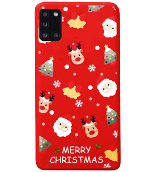 ADEL Siliconen Back Cover Softcase Hoesje voor Samsung Galaxy A31 - Kerstmis Rood