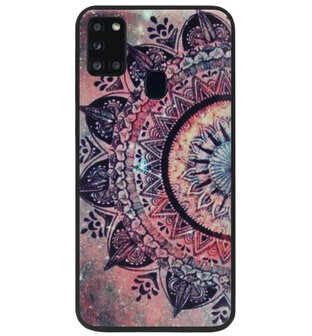 ADEL Siliconen Back Cover Softcase Hoesje voor Samsung Galaxy A21s - Mandala Bloemen Rood