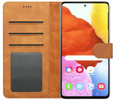 LC.IMEEKE Kunstleren Book Case Portemonnee Pasjes Hoesje voor Samsung Galaxy A21s - Bruin