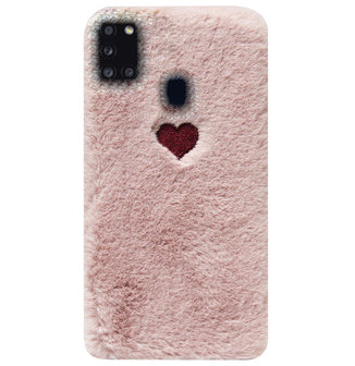 ADEL Siliconen Back Cover Softcase Hoesje voor Samsung Galaxy A21s - Hartjes Roze