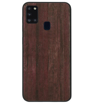 ADEL Siliconen Back Cover Softcase Hoesje voor Samsung Galaxy A21s - Hout Design Bruin