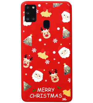 ADEL Siliconen Back Cover Softcase Hoesje voor Samsung Galaxy A21s - Kerstmis Rood