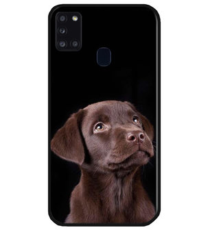 ADEL Siliconen Back Cover Softcase Hoesje voor Samsung Galaxy A21s - Labrador Retriever Hond Bruin