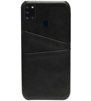 ADEL Kunstleren Back Cover Pasjes Hoesje voor Samsung Galaxy A21s - Zwart