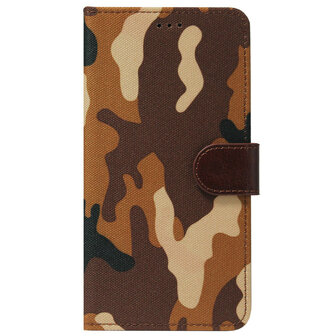 ADEL Kunstleren Book Case Pasjes Portemonnee Hoesje voor Samsung Galaxy A20s - Camouflage Bruin