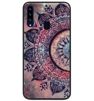 ADEL Siliconen Back Cover Softcase Hoesje voor Samsung Galaxy A20s - Mandala Bloemen Rood