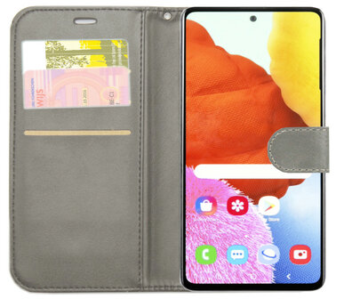 LC.IMEEKE Kunstleren Book Case Portemonnee Pasjes Hoesje voor Samsung Galaxy A20s - Grijs