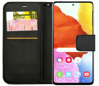 LC.IMEEKE Kunstleren Book Case Portemonnee Pasjes Hoesje voor Samsung Galaxy A20s - Zwart