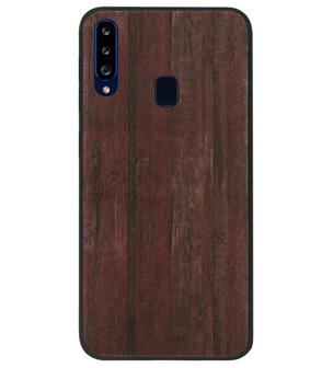 ADEL Siliconen Back Cover Softcase Hoesje voor Samsung Galaxy A20s - Hout Design Bruin