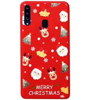ADEL Siliconen Back Cover Softcase Hoesje voor Samsung Galaxy A20s - Kerstmis Rood