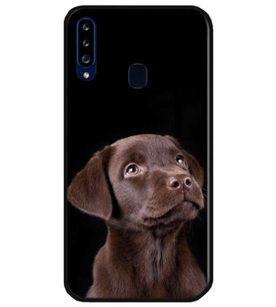 ADEL Siliconen Back Cover Softcase Hoesje voor Samsung Galaxy A20s - Labrador Retriever Hond Bruin