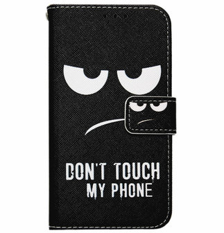 ADEL Kunstleren Book Case Pasjes Portemonnee Hoesje voor Samsung Galaxy A20s - Don&#039;t Touch My Phone