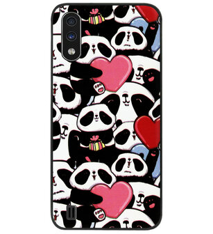 ADEL Siliconen Back Cover Softcase Hoesje voor Samsung Galaxy A01 - Panda Hartjes