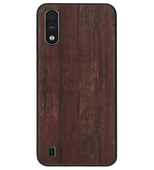 ADEL Siliconen Back Cover Softcase Hoesje voor Samsung Galaxy A01 - Hout Design Bruin