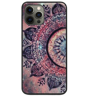 ADEL Siliconen Back Cover Softcase Hoesje voor iPhone 12 (Pro) - Mandala Bloemen Rood