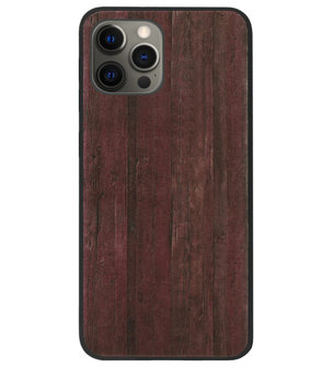 ADEL Siliconen Back Cover Softcase Hoesje voor iPhone 12 (Pro) - Hout Design Bruin