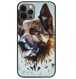 ADEL Siliconen Back Cover Softcase Hoesje voor iPhone 12 (Pro) - Duitse Herder Hond