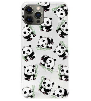 ADEL Siliconen Back Cover Softcase Hoesje voor iPhone 12 (Pro) - Panda Liggend
