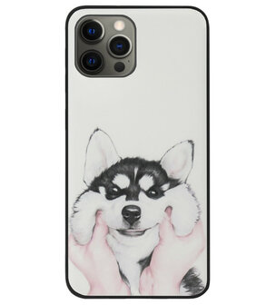 ADEL Siliconen Back Cover Softcase Hoesje voor iPhone 12 (Pro) - Husky Hond