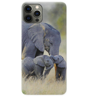 ADEL Siliconen Back Cover Softcase Hoesje voor iPhone 12 (Pro) - Olifant Familie