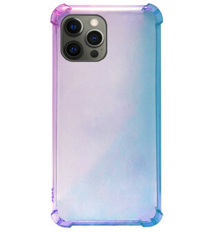 ADEL Siliconen Back Cover Softcase Hoesje voor iPhone 12 (Pro) - Kleurovergang Blauw Paars